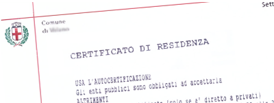 Esempio Certificato Anagrafico Comune di Orvieto