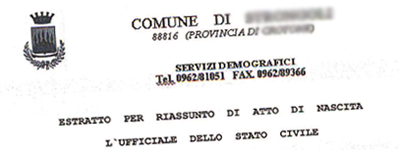 Esempio Certificato Stato Civile Comune di Calliano