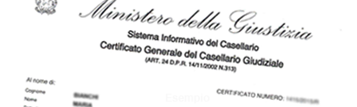 Esempio Certificato Casellario Giudiziale della Procura di VALLO DELLA LUCANIA