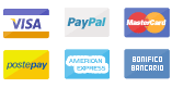 Pagamenti accettati: carta di credito, paypal, bonifico bancario.