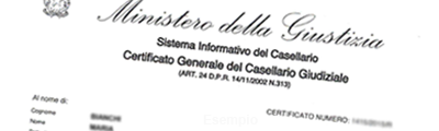 Esempio Certificato Casellario Giudiziale della Procura di PALERMO