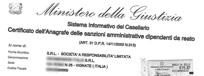 Certificato Anagrafe Sanzioni Amministrative