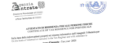 Esempio Certificato di Residenza Fiscale