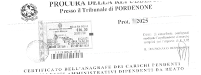 Esempio Carichi pendenti degli illeciti amministrativi